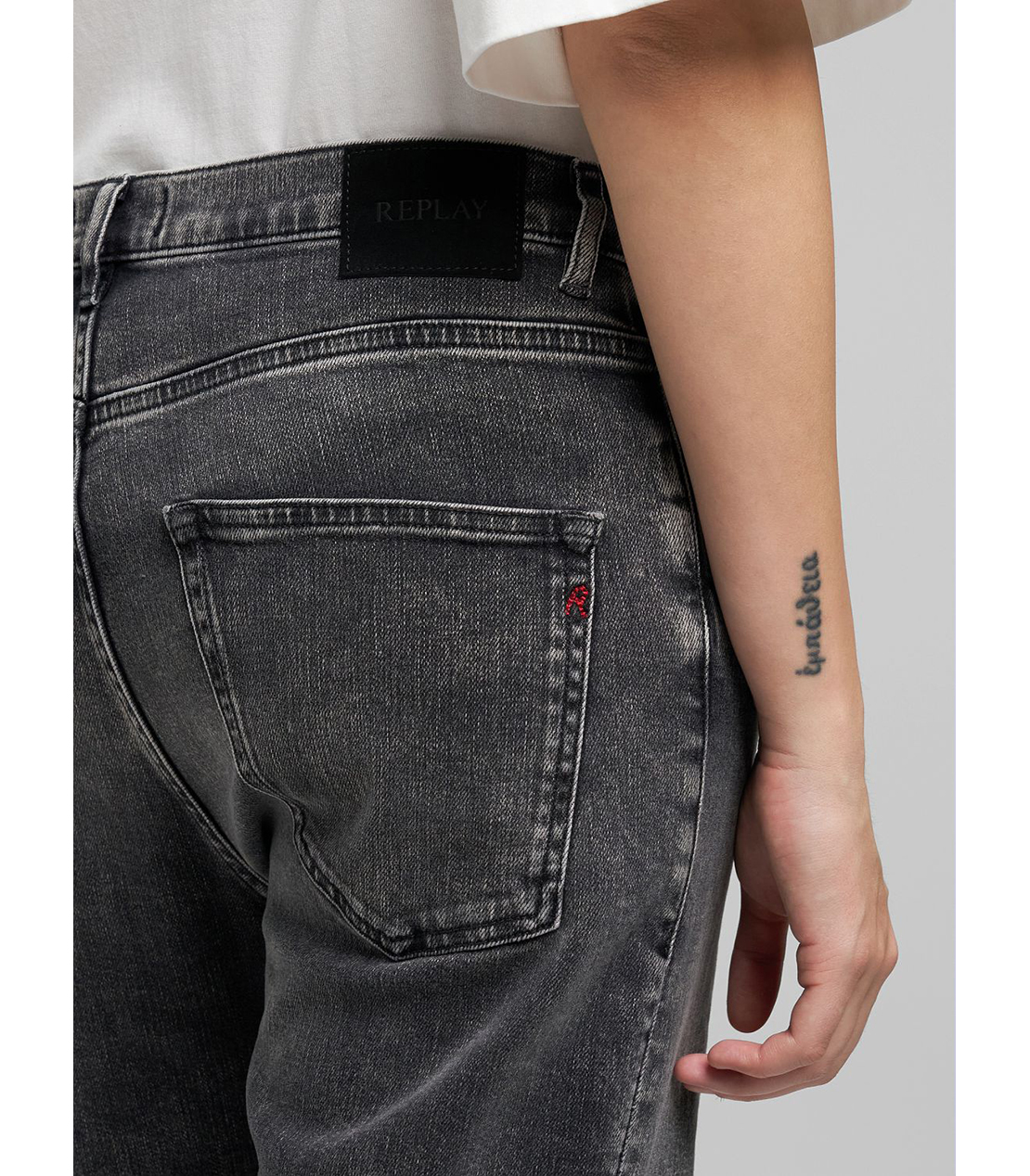 リラックスストレートMELJAスーパーソフトインディゴストレッチデニム 詳細画像 ダークグレー 6